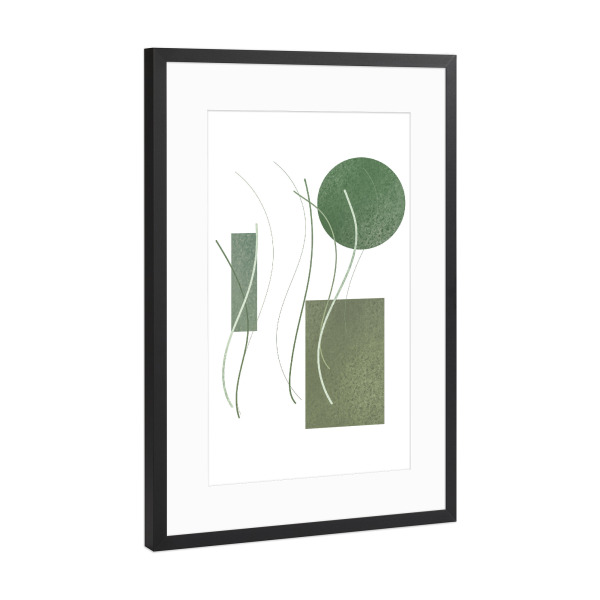 Poster mit Rahmen Schwarz (Metallic) "MINIMAL GREEN B" artboxONE - Abstrakt,Geometrie