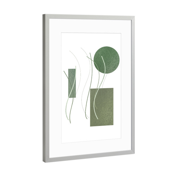 Poster mit Rahmen Silber "MINIMAL GREEN B" artboxONE - Abstrakt,Geometrie