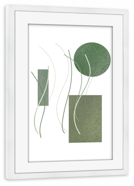 Poster mit Rahmen weiß "MINIMAL GREEN B" artboxONE - Abstrakt,Geometrie