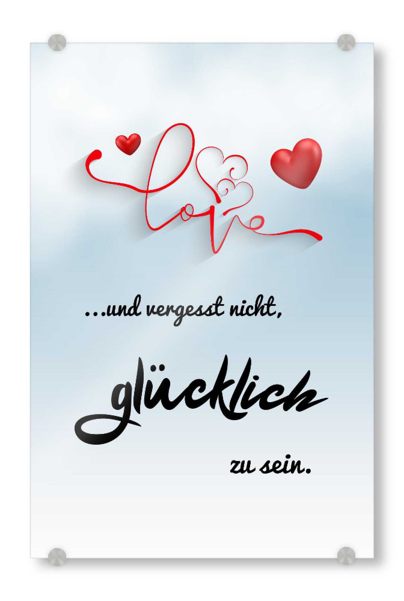Acrylglasbild "Glücklich sein nicht vergessen" artboxONE - Typografie,Menschen,Liebe,Für Mama,Für Papa