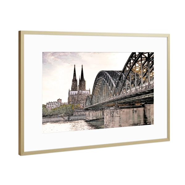Poster mit Rahmen Gold "Dom zu Köln" artboxONE - Städte,Städte / Köln,Reise,Architektur