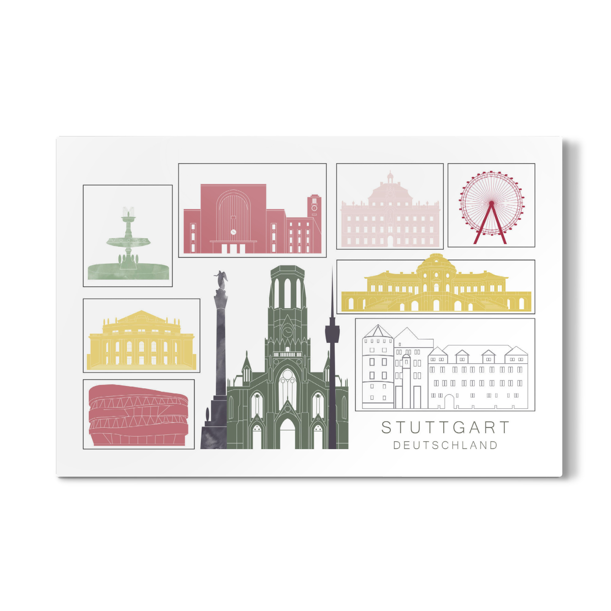 Galerie-Print "Stuttgart skyline burgundy" 30x20 cm artboxONE