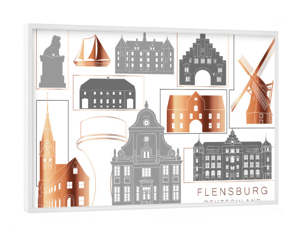 Poster mit weißem Rahmen "Flensburg skyline copper" artboxONE - Städte,Reise,Architektur