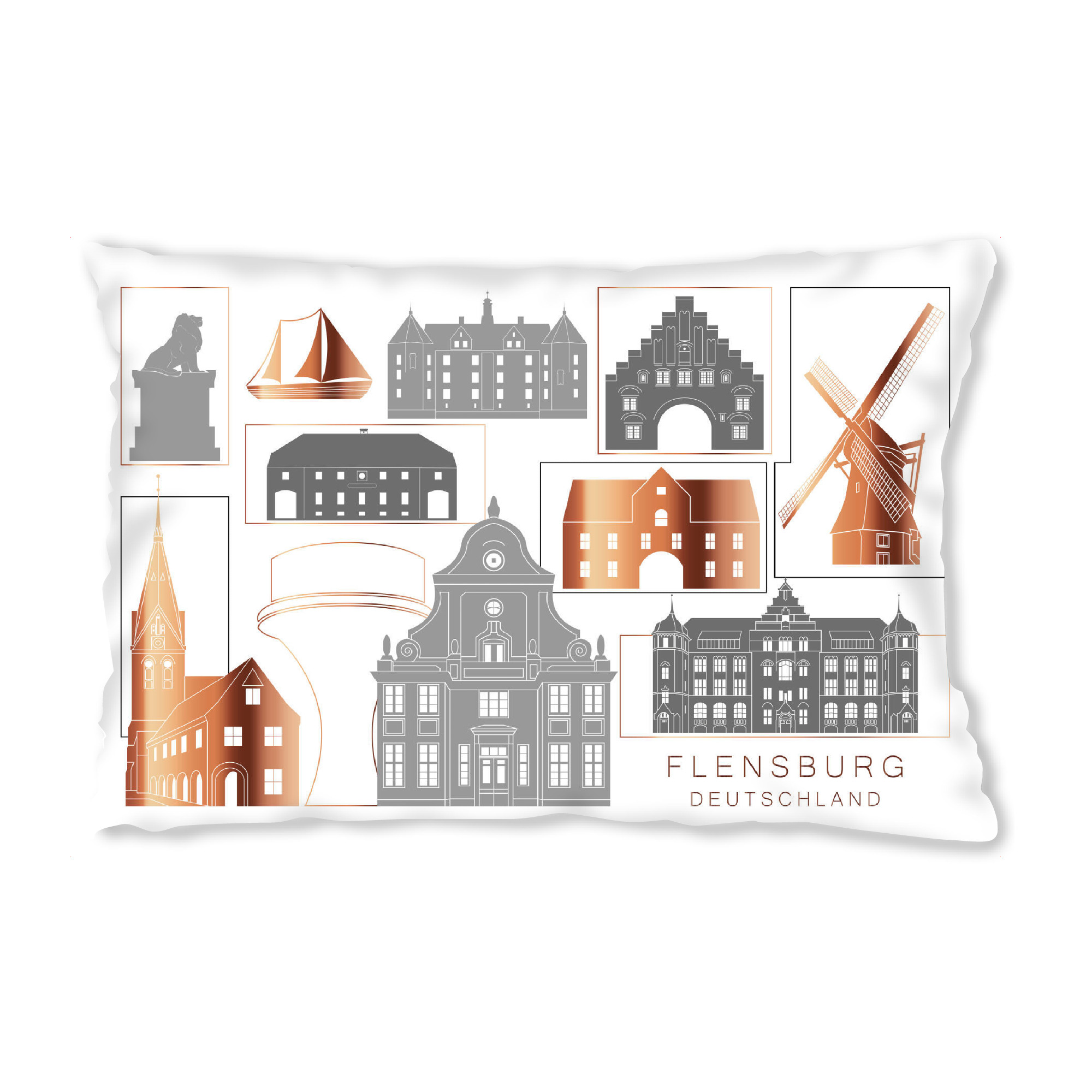Design-Kissen "Flensburg skyline copper" artboxONE - Städte,Reise,Architektur
