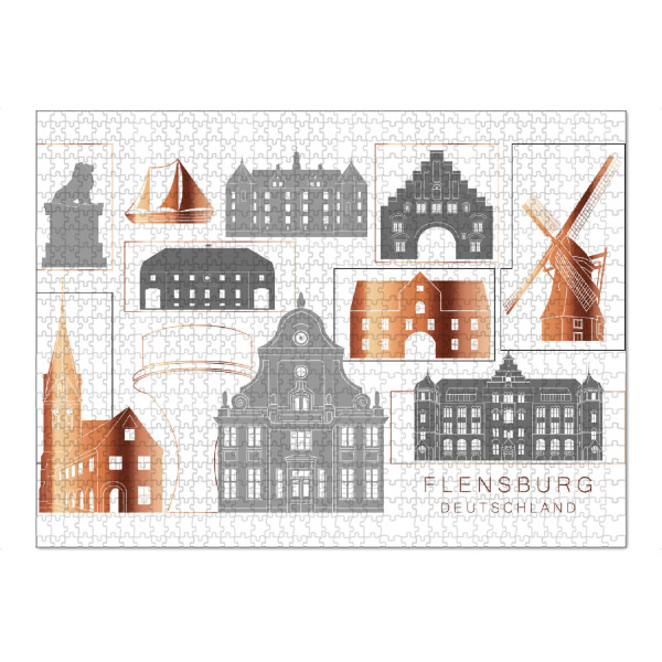 Puzzle Ravensburger "Flensburg skyline copper" artboxONE - Städte,Reise,Architektur