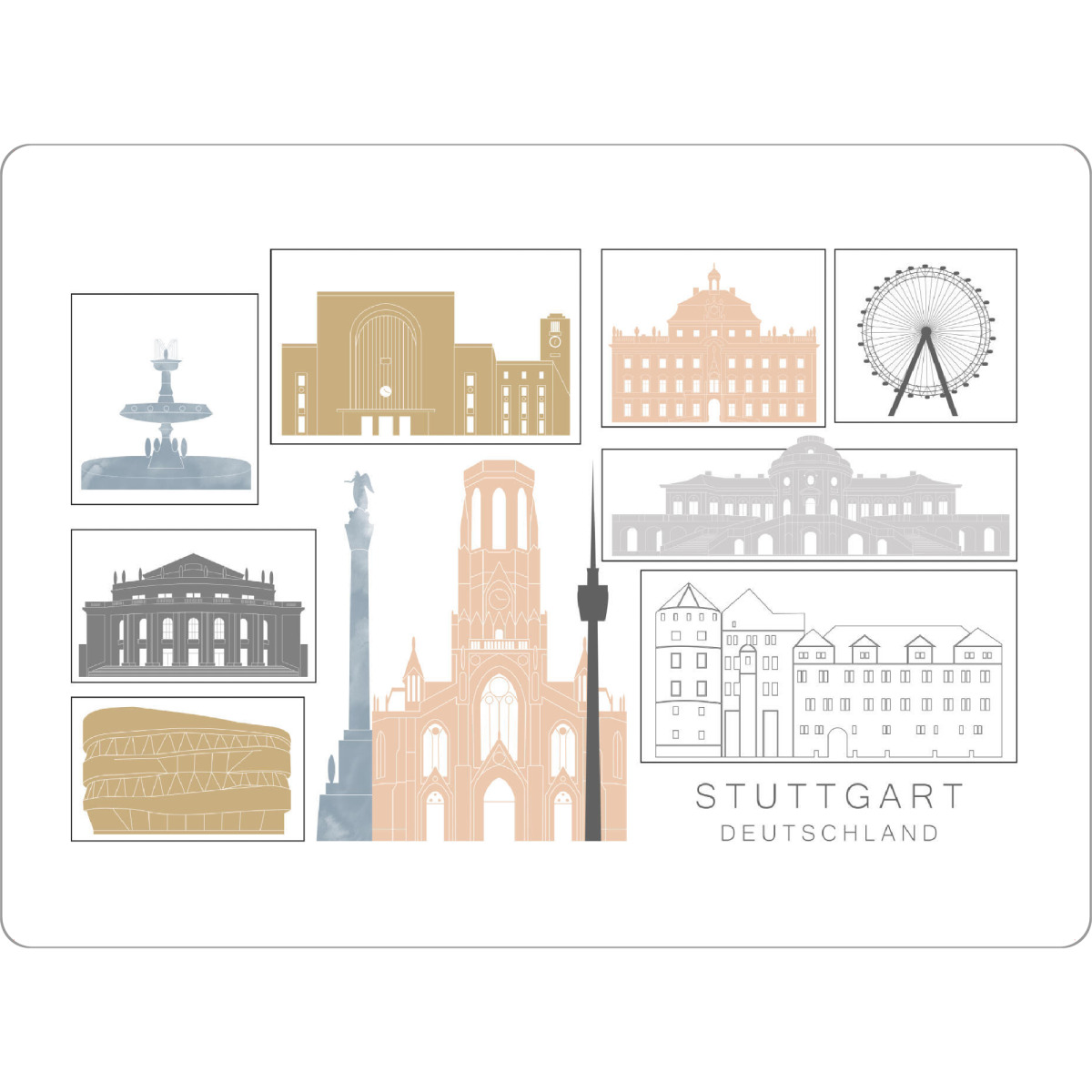 Tischset "Stuttgart skyline earth" artboxONE - Städte,Reise,Architektur,Städte / Stuttgart