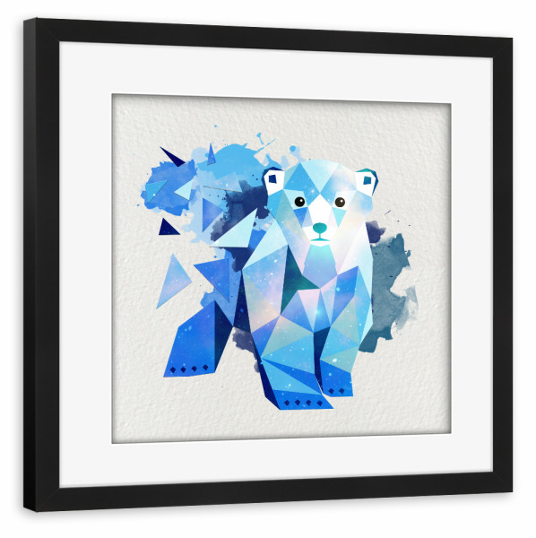 Poster mit Rahmen schwarz "Geometrischer Eisbär" artboxONE - Tiere,Geometrie