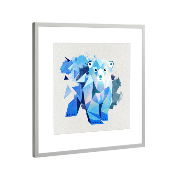 Poster mit Rahmen Silber "Geometrischer Eisbär" artboxONE - Tiere,Geometrie