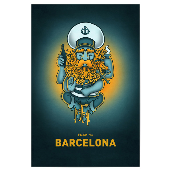 Poster "Barcelona Sailorgod" artboxONE - Städte,Streetart,Städte / Barcelona