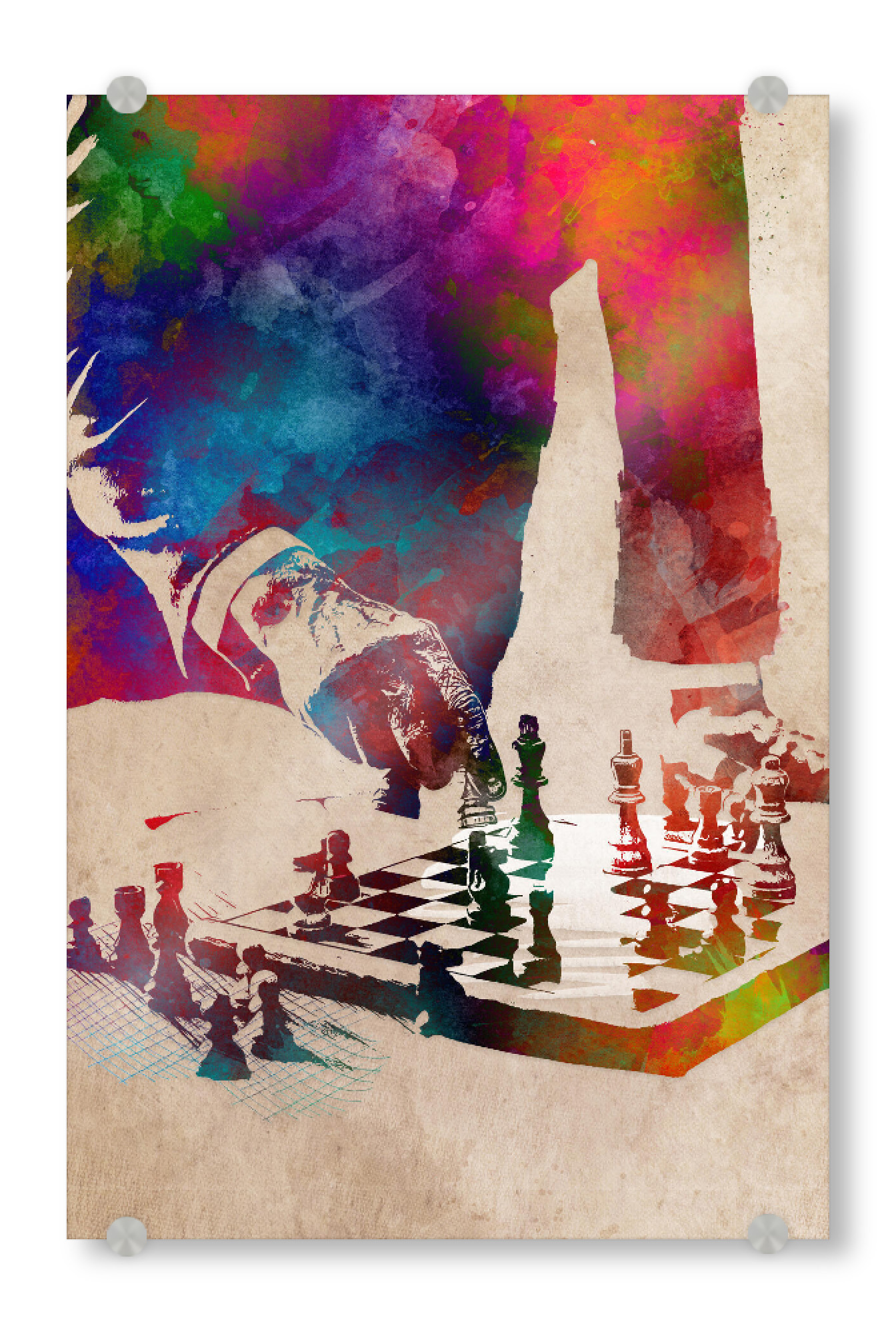 Acrylglasbild "Plays chess" artboxONE - Sport,Sport / Motivation - Active,Sports,Player,Team,Chess,Game,Chessmaster,Schach,Spiel,Sport