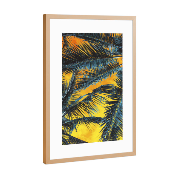 Poster mit Rahmen Kupfer "Blue Palm Tree" artboxONE - Natur,Reise,Fiktion