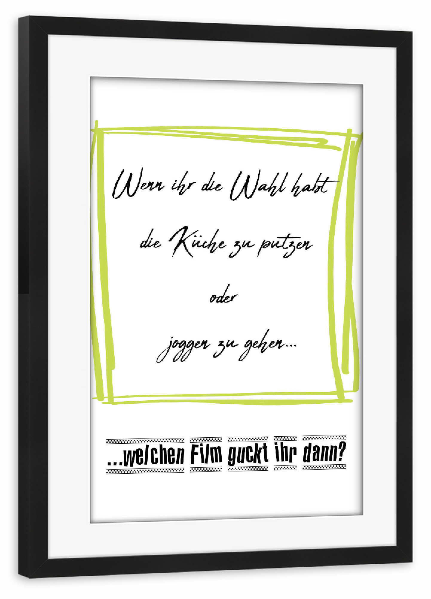 Poster mit Rahmen schwarz "Welcher Film" artboxONE - Typografie,Film,Lustig