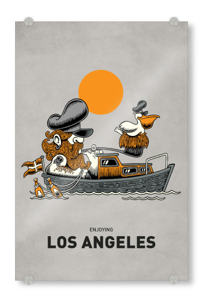 Acrylglasbild "Los Angeles Pelican Ship" artboxONE - Städte,Reise,Streetart,Städte / Los Angeles,Lustig