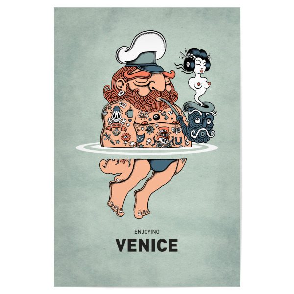 Poster 30x20 cm "Venice Summer Sailor" artboxONE - Reise,Städte / Venedig,Streetart,Lustig