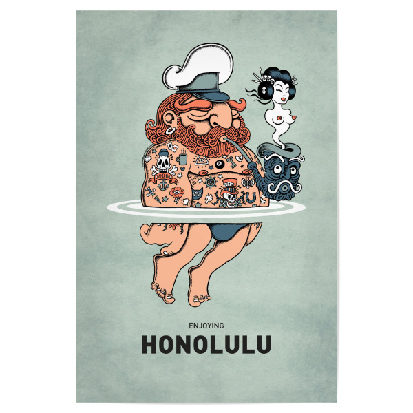 Poster "Honolulu Summer Sailor" artboxONE - Städte,Reise,Streetart,Lustig