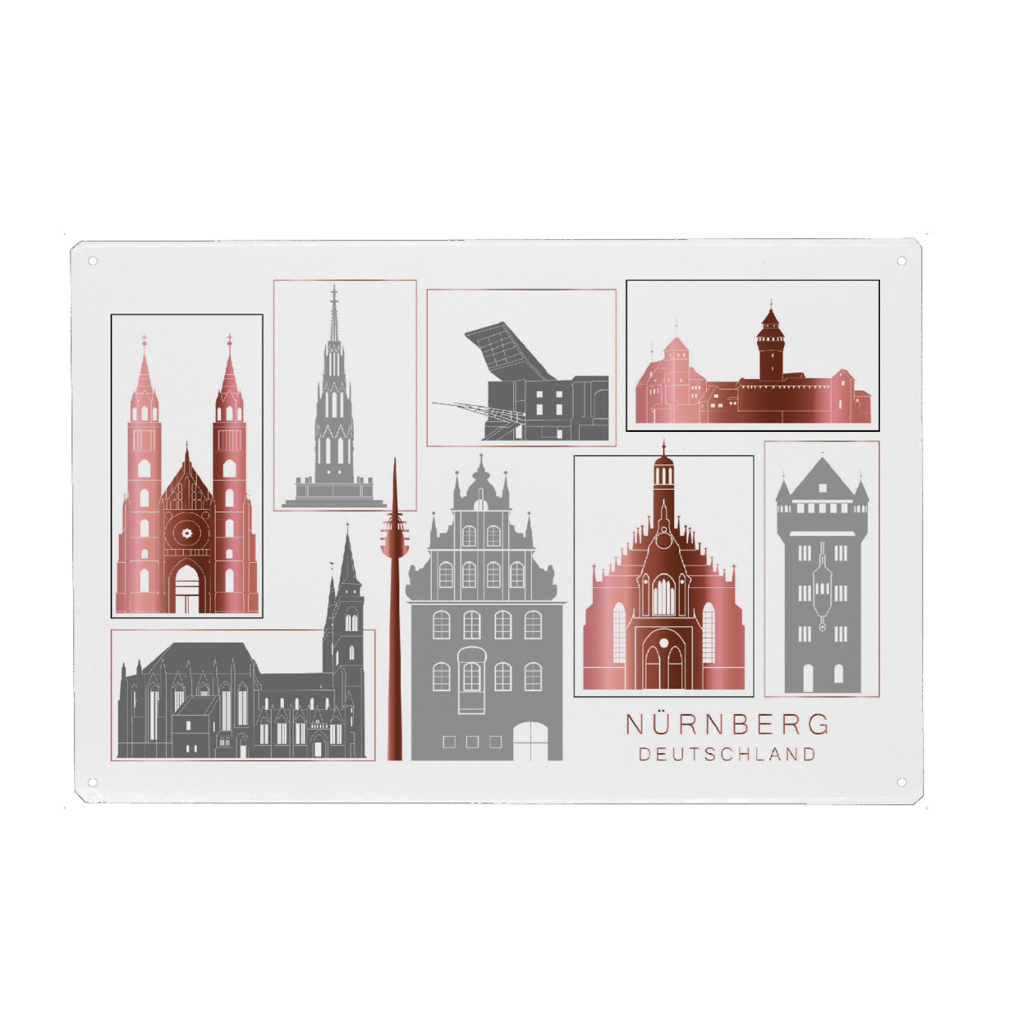 Metall Poster "Nuremberg skyline rosegold" artboxONE - Städte,Reise,Architektur