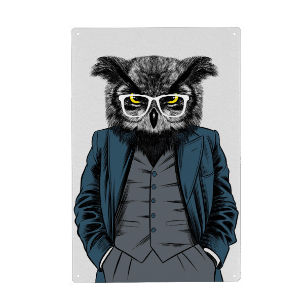 Metall Poster "Teacher Owl" artboxONE - Tiere,Menschen,Lustig