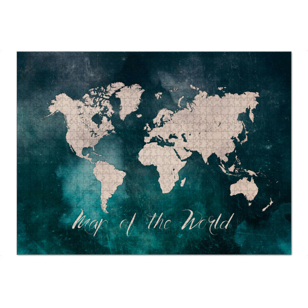 Puzzle Ravensburger "World map blue green grey" artboxONE - Reise,Kartografie