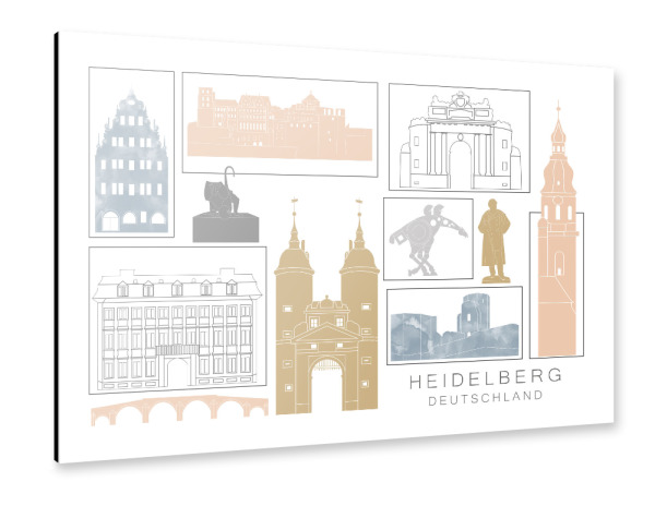 Alu-Dibond "Heidelberg skyline earth" 30x20 cm artboxONE