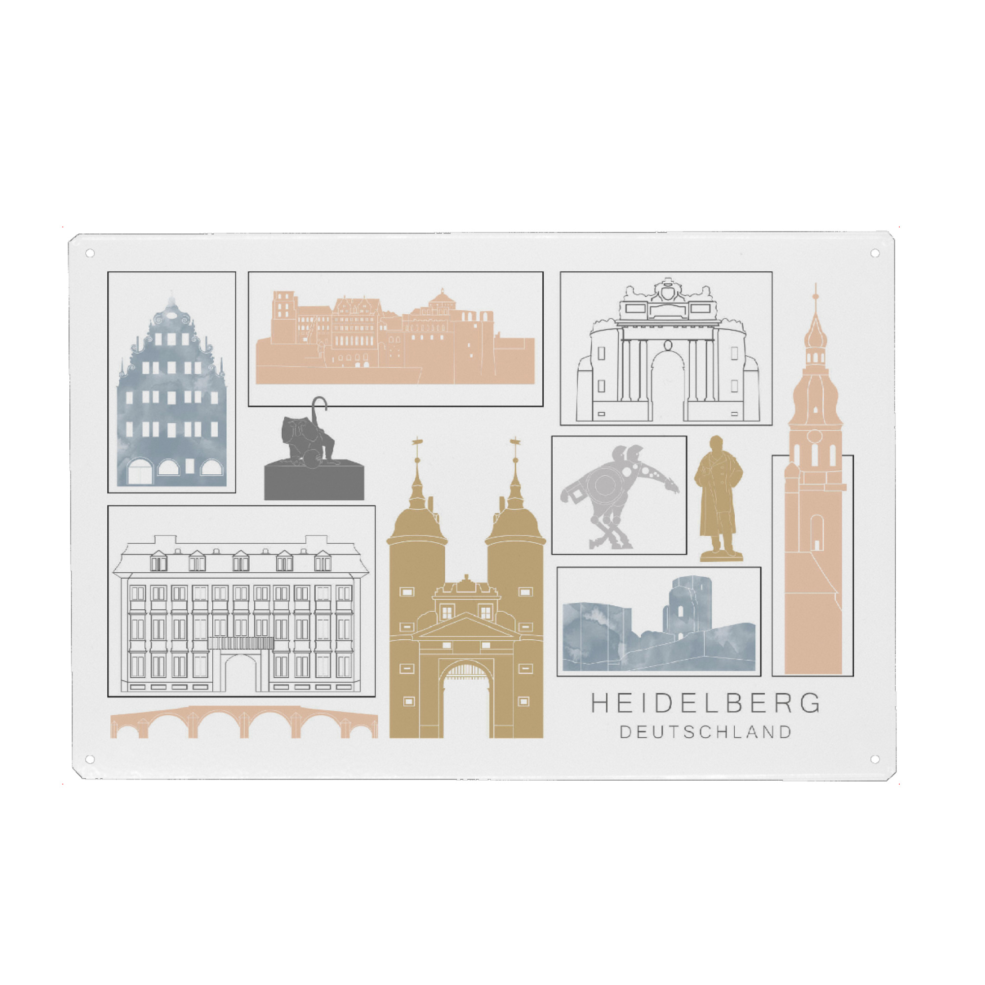 Holzbild "Heidelberg skyline earth" artboxONE - Städte,Reise,Architektur