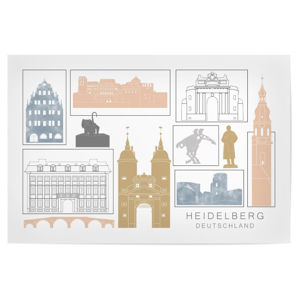 Poster "Heidelberg skyline earth" artboxONE - Städte,Reise,Architektur