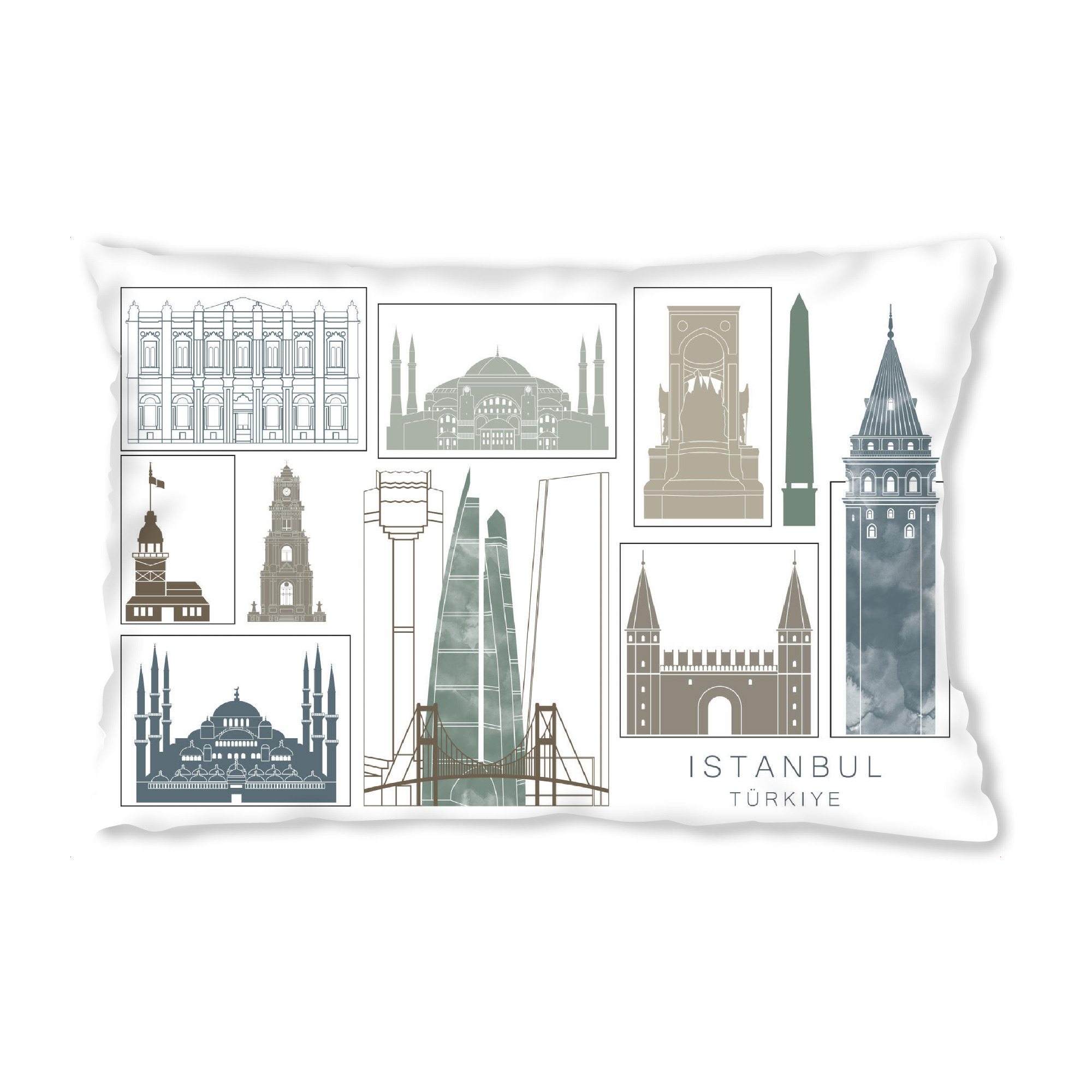 Design-Kissen "Istanbul skyline, navy" artboxONE - Städte,Reise,Architektur,Städte / Istanbul