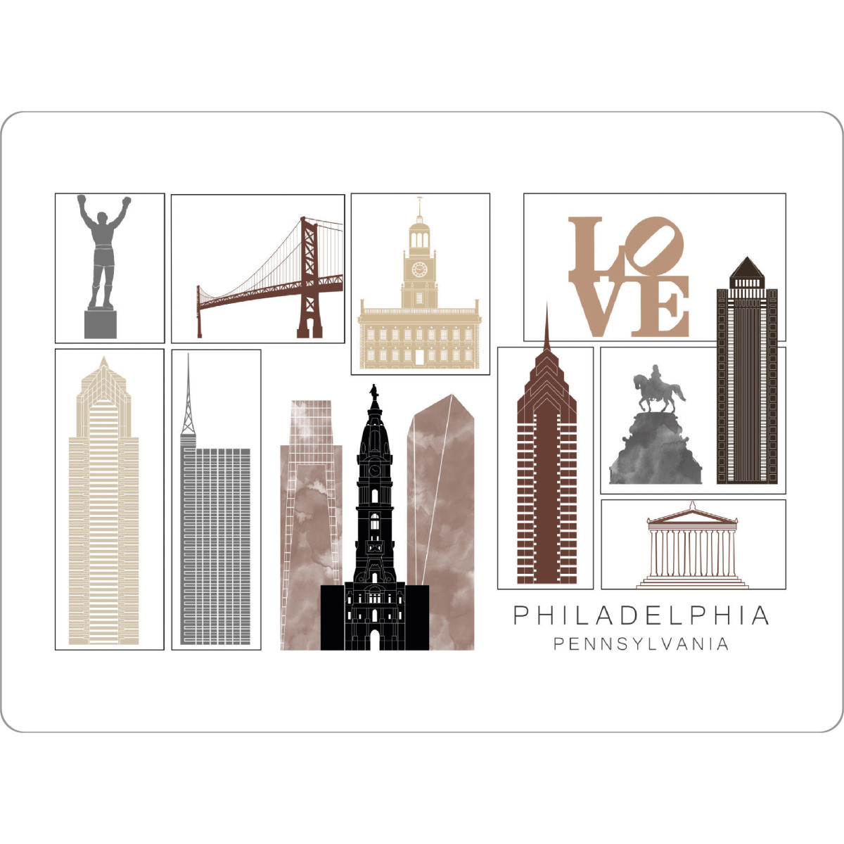 Tischset "Philadelphia skyline black & brown" artboxONE - Städte,Reise,Architektur