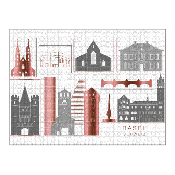 Puzzle Ravensburger "Basel skyline rosegold" artboxONE - Städte,Reise,Architektur