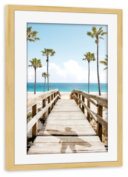 Poster mit Rahmen kiefer "Surfer's Boardwalk" artboxONE - Natur,Reise,Reise / Strand und Meer,Sport / Sommerspiele,Städte / Los Angeles