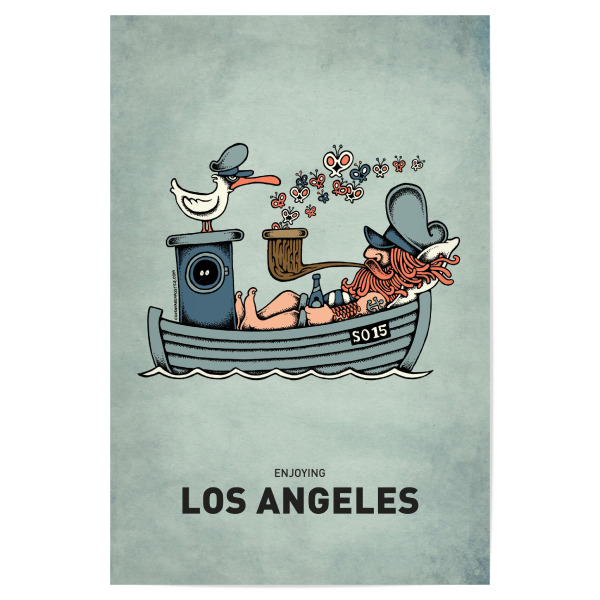 Poster 30x20 cm "Los Angeles Butterfly Ship" artboxONE - Reise,Streetart,Städte / Los Angeles,Lustig