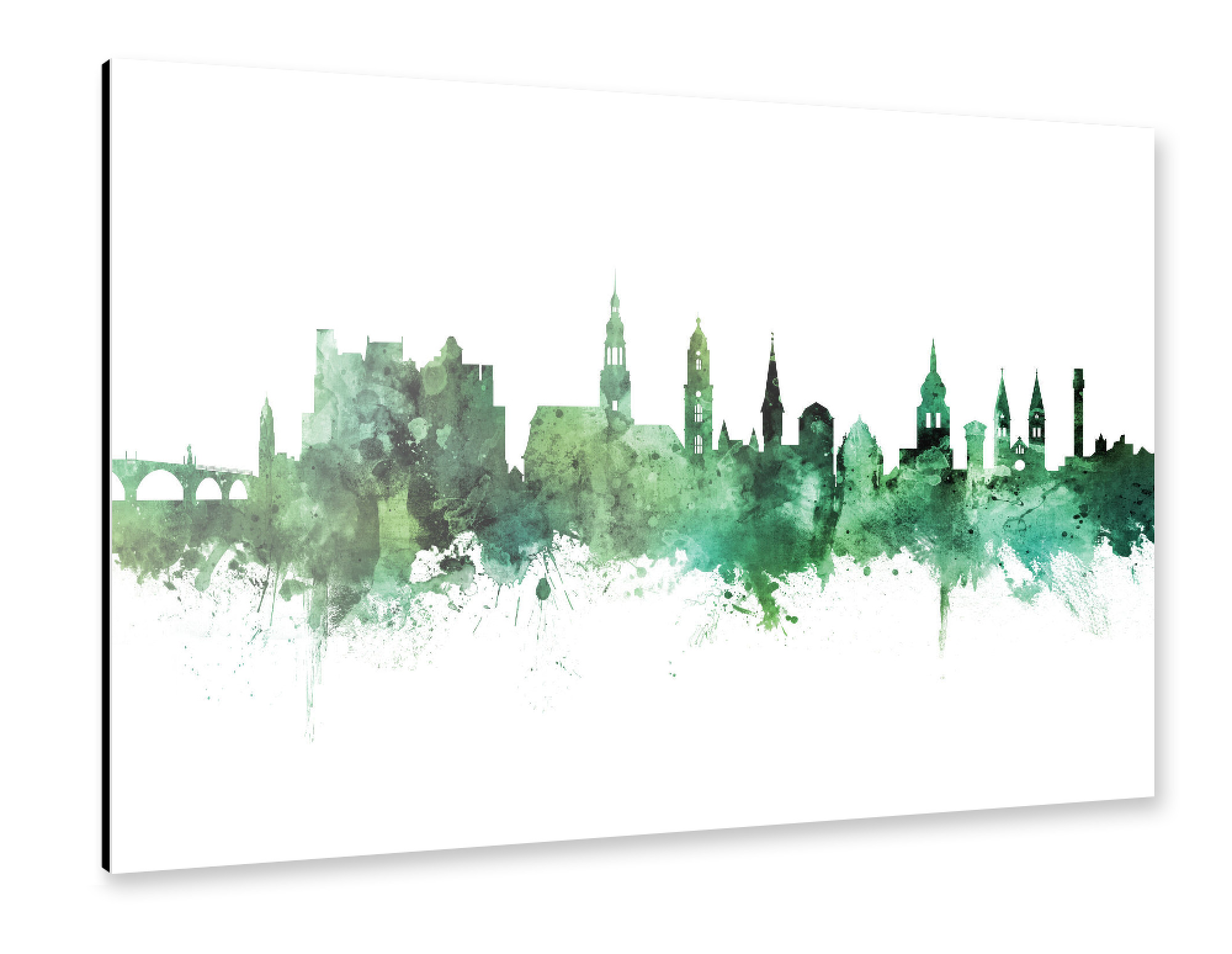 Alu-Dibond "Heidelberg Germany Skyline Green" 30x20 cm artboxONE