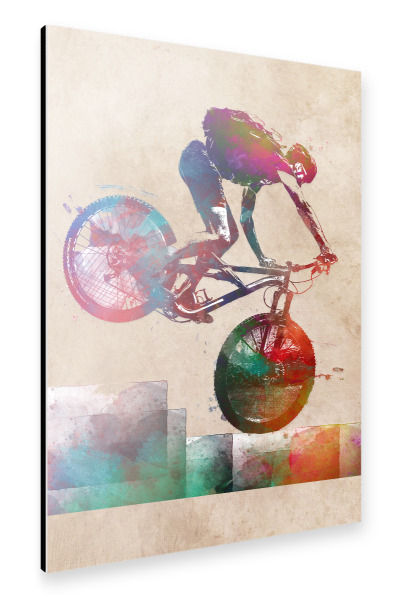 Alu-Dibond "Mountain biker art" 30x20 cm artboxONE