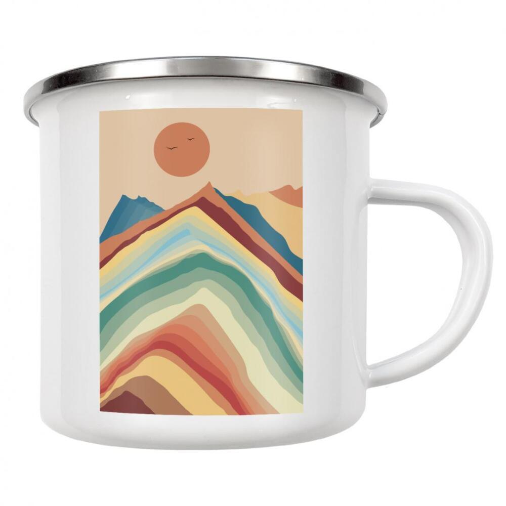 Emaille Tasse "Abstrakte Berglandschaft beige" artboxONE - Reise,Abstrakt