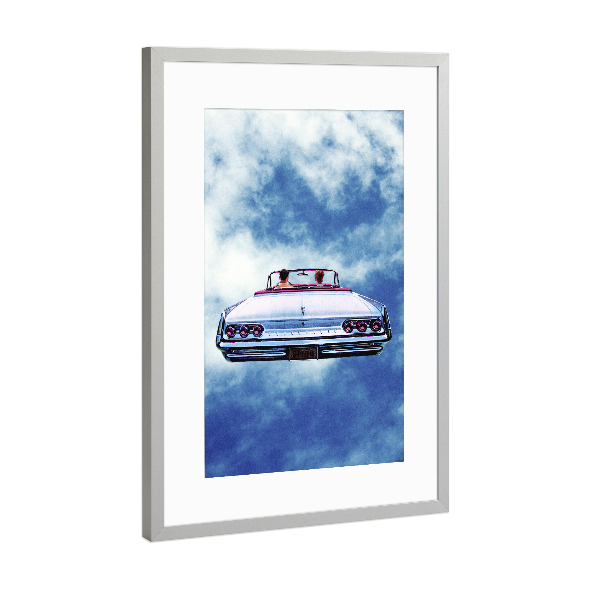 Poster mit Rahmen Silber "Cloud Ride" artboxONE - Comic,Menschen,Automobile
