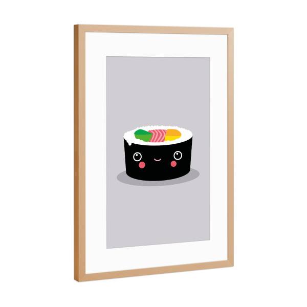 Poster mit Rahmen Kupfer "Kawaii Sushi Maki" artboxONE - Für Kinder,Essen & Trinken