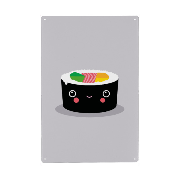 Metall Poster "Kawaii Sushi Maki" artboxONE - Für Kinder,Essen & Trinken