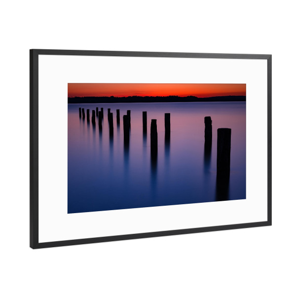 Poster mit Rahmen Schwarz (Metallic) "Abendstimmung am Starnberger See" artboxONE - Natur