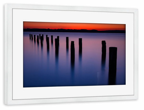 Poster mit Rahmen weiß "Abendstimmung am Starnberger See" artboxONE - Natur