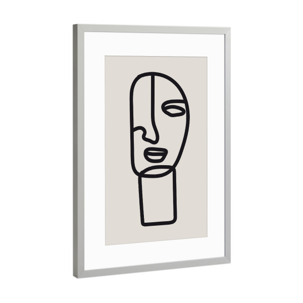 Poster mit Rahmen Silber "Geometric Face" artboxONE - Abstrakt,Menschen