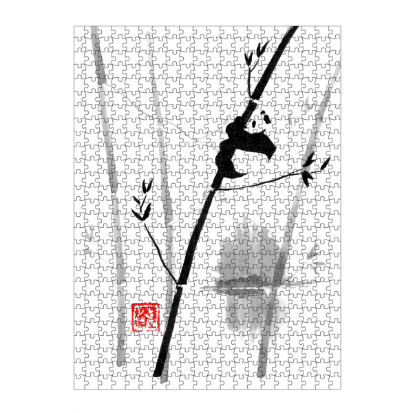 artboxONE Puzzle "Panda in his tree" artboxONE - Tiere - Panda,Japan,Sumie,Schwarzweiß,Blackandwhite,Pandabear,Bär,Tier,Animal,Wild,Nature,Natur