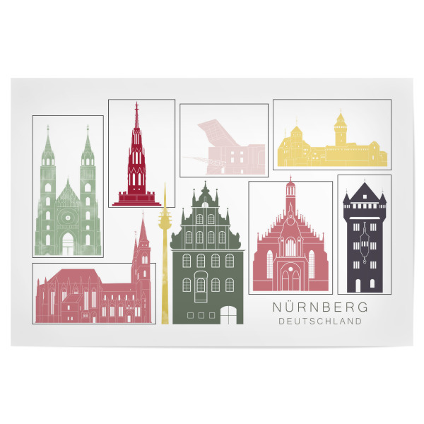 Poster "Nuremberg skyline burgundy" artboxONE - Städte,Reise,Architektur