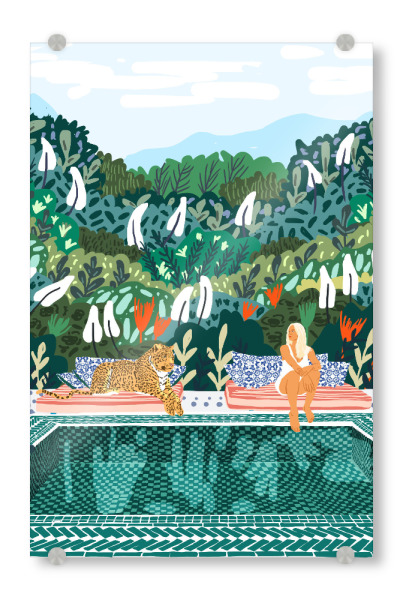 Acrylglasbild "Chilling by the pool with my" artboxONE - Tiere,Menschen
