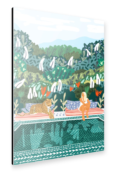 Alu-Dibond "Chilling by the pool with my" 30x20 cm artboxONE