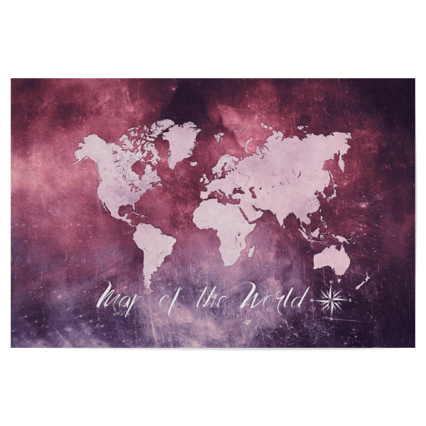 Poster 30x20 cm "Map of the world purple red" artboxONE - Reise,Kartografie
