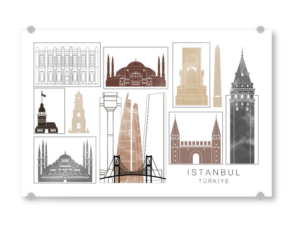 Acrylglasbild "Istanbul skyline black & brown" artboxONE - Städte,Reise,Architektur,Städte / Istanbul