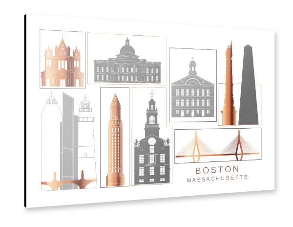 Alu-Dibond "Boston skyline copper" 30x20 cm artboxONE