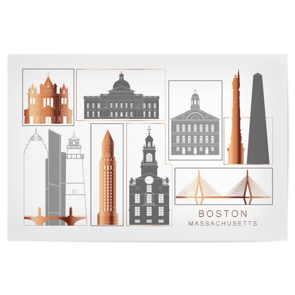 Poster 30x20 cm "Boston skyline copper" artboxONE - Städte,Reise,Architektur,Städte / Boston