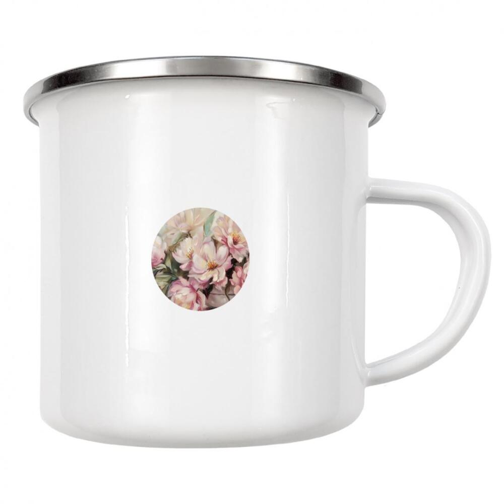 Emaille Tasse "Vintage Pfingstrosen in Vase" artboxONE - Natur,Floral - Pfingstrosen-malerei,Vintage-malerei,Floral,Natur