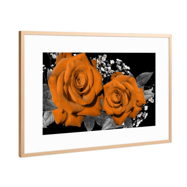 Poster mit Rahmen Kupfer "Rosen Treue orange" artboxONE - Floral,Abstrakt,Liebe - Rose,Liebe,Treue,Blume,Floral,Flowers,Love