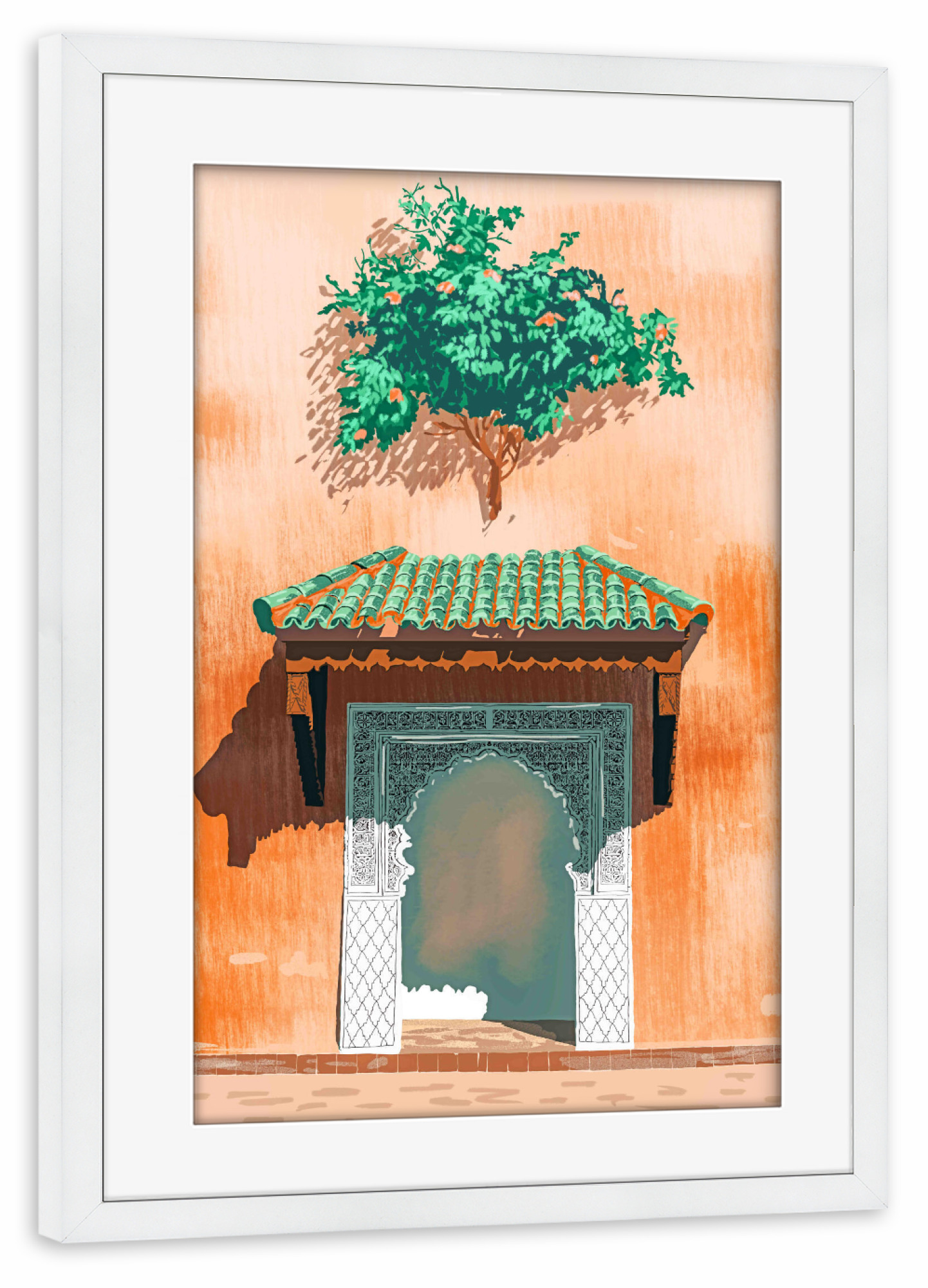 Poster mit Rahmen weiß "Mughul Entrance" artboxONE - Architektur